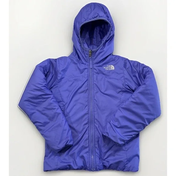 The North Face Girl's Hooded Jacket Reversible Purple Jacket Size Small 7/8 - Picture 6 of 10